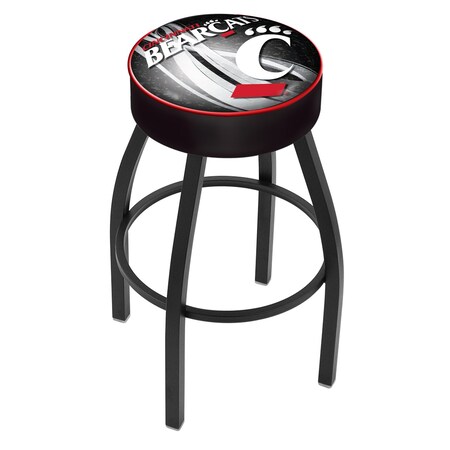 Holland Bar Stool Co 30" 4" Cincinnati Cushion Seat, Blk Wrinkle Base Swivel Bar Stool L8B130Cincin-D2